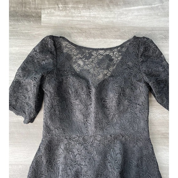 David’s Bridal Black Lace Mini Dress Size 10 Wedding Formal V-Back Sweetheart L1 - Picture 3 of 6